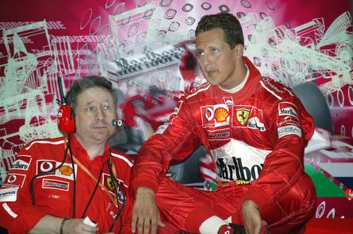 Formel 1: GP Brasil 2003, Jean TODT / FRA ( Teamchef Ferrari ), Michael SCHUMACHER / GER ( Ferrari )
